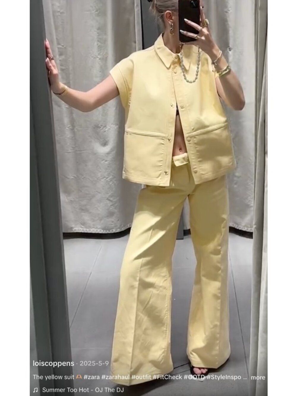 Zara Womens Wide Leg Pants trousers Hi Rise EU 36 US 4 Yellow 5216/064 NWT